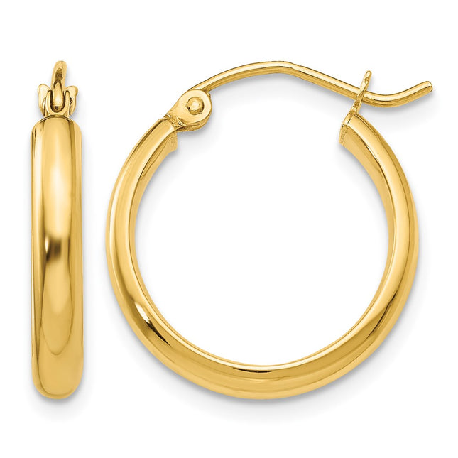 14k Round Tube Hoop Earrings, 17 x 2.75mm