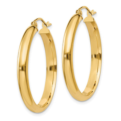 14K Round Tube Hoop Earrings, 26 x 3.75mm