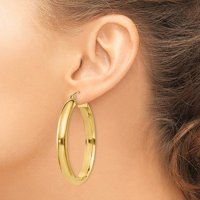 14K Round Tube Hoop Earrings, 26 x 3.75mm