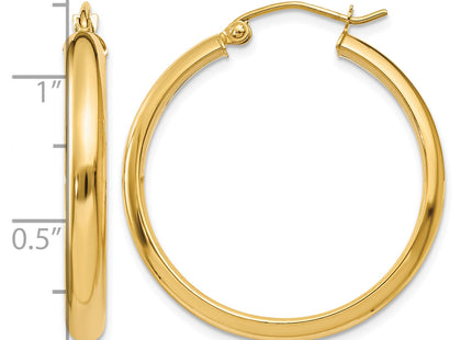 14k Round Tube Hoop Earrings, 26 x 3.75mm