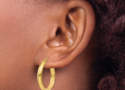 14k Round Tube Hoop Earrings, 21 x 3.75mm