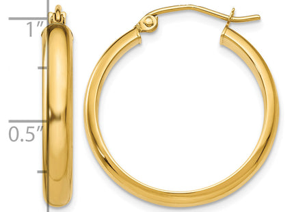 14k Round Tube Hoop Earrings, 21 x 3.75mm