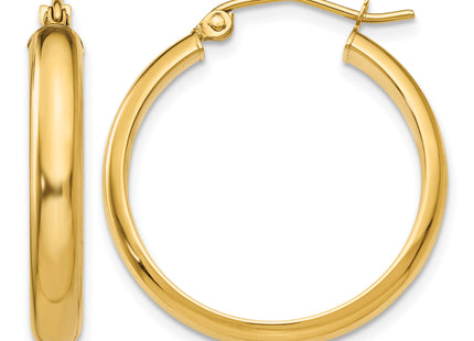14k Round Tube Hoop Earrings, 21 x 3.75mm