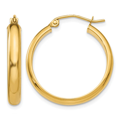 14K Round Tube Hoop Earrings, 21 x 3.75mm