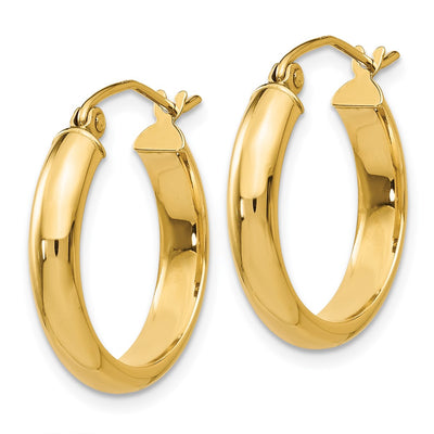 14K Round Tube Hoop Earrings, 16 x 3.75mm
