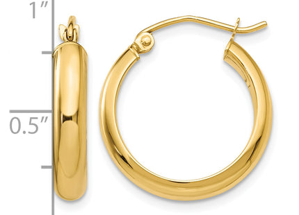 14k Round Tube Hoop Earrings, 16 x 3.75mm
