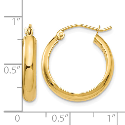 14K Round Tube Hoop Earrings, 16 x 3.75mm