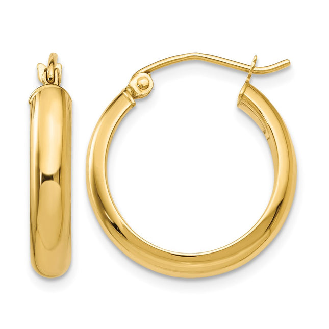14k Round Tube Hoop Earrings, 16 x 3.75mm