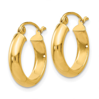 14K Round Tube Hoop Earrings, 17 x 3.75mm