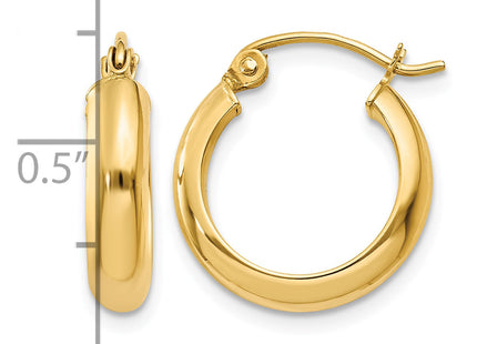 14k Round Tube Hoop Earrings, 17 x 3.75mm