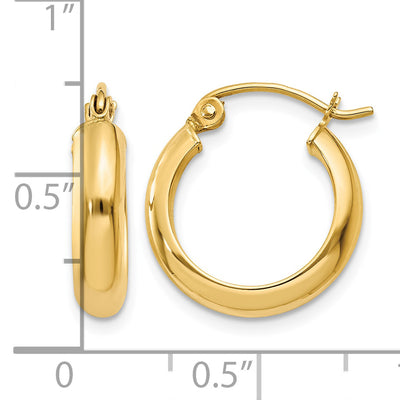 14K Round Tube Hoop Earrings, 17 x 3.75mm