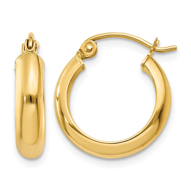 14k Round Tube Hoop Earrings, 17 x 3.75mm