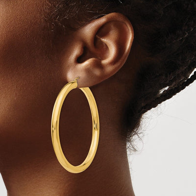 14K Polished Lightweight Hoop Earrings, 60 x 5mm