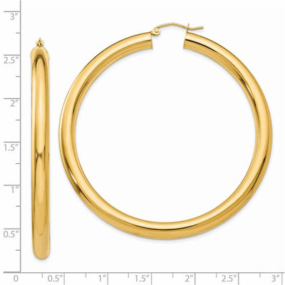 14K Polished Lightweight Hoop Earrings, 60 x 5mm