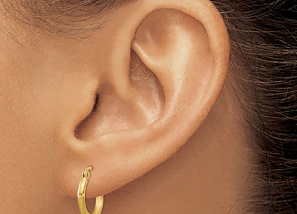 14k Satin and Diamond-cut Round Tube Hoop Earrings (Style TC212)