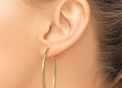 14k Satin and Diamond-cut Round Tube Hoop Earrings (Style TC213)