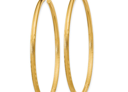 14k Satin and Diamond-cut Round Tube Hoop Earrings (Style TC214)