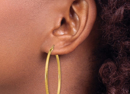 14k Satin and Diamond-cut Round Tube Hoop Earrings (Style TC214)