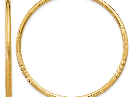 14k Satin and Diamond-cut Round Tube Hoop Earrings (Style TC214)