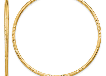 14k Satin and Diamond-cut Round Tube Hoop Earrings (Style TC216)