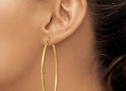 14k Satin and Diamond-cut Round Tube Hoop Earrings (Style TC217)