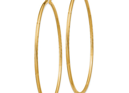 14k Satin and Diamond-cut Round Tube Hoop Earrings (Style TC218)