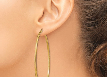 14k Satin and Diamond-cut Round Tube Hoop Earrings (Style TC218)