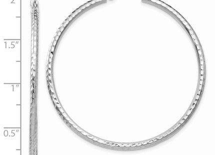 14k White Gold Diamond-cut Round Tube Hoop Earrings (Style TC226)