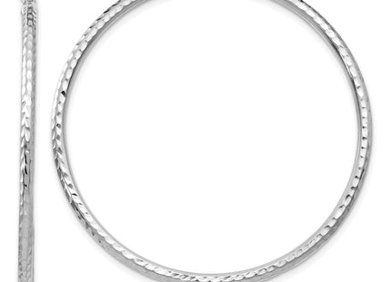 14k White Gold Diamond-cut Round Tube Hoop Earrings (Style TC226)