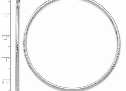 14k White Gold Diamond-cut Round Tube Hoop Earrings (Style TC228)