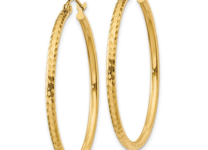 14k Diamond-cut Round Tube Hoop Earrings (Style TC230)