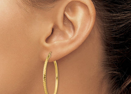 14k Diamond-cut Round Tube Hoop Earrings (Style TC230)
