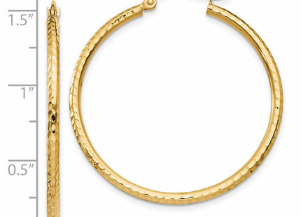 14k Diamond-cut Round Tube Hoop Earrings (Style TC230)