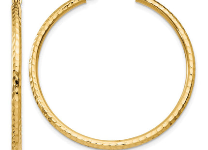 14k Diamond-cut Round Tube Hoop Earrings (Style TC230)