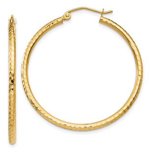 14k Diamond-cut Round Tube Hoop Earrings (Style TC230)