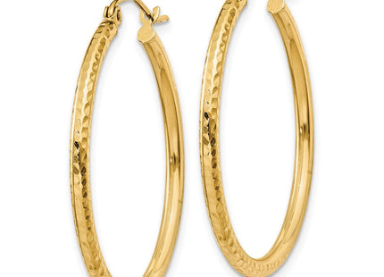 14k Diamond-cut Round Tube Hoop Earrings (Style TC231)