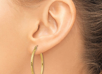 14k Diamond-cut Round Tube Hoop Earrings (Style TC231)