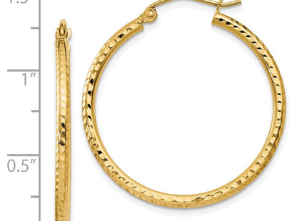 14k Diamond-cut Round Tube Hoop Earrings (Style TC231)
