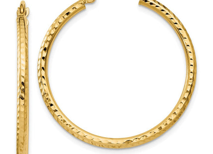 14k Diamond-cut Round Tube Hoop Earrings (Style TC231)