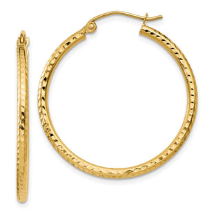 14k Diamond-cut Round Tube Hoop Earrings (Style TC231)