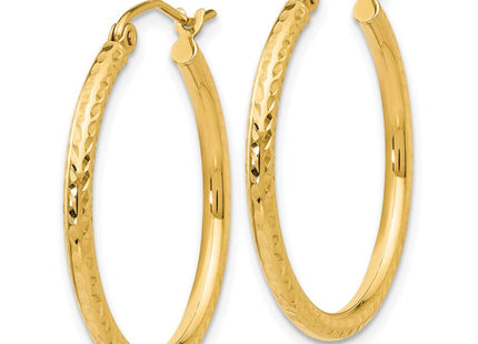 14k Diamond-cut Round Tube Hoop Earrings (Style TC232)