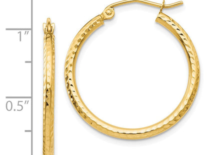 14k Diamond-cut Round Tube Hoop Earrings (Style TC232)