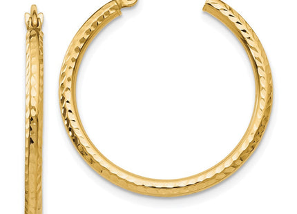 14k Diamond-cut Round Tube Hoop Earrings (Style TC232)