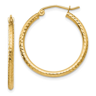 14k Diamond-cut Round Tube Hoop Earrings (Style TC232)