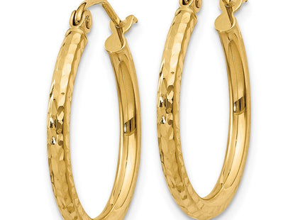 14k Diamond-cut Round Tube Hoop Earrings (Style TC233)