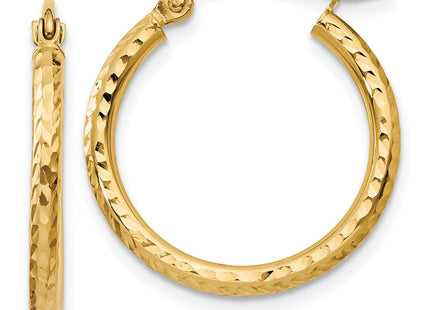 14k Diamond-cut Round Tube Hoop Earrings (Style TC233)