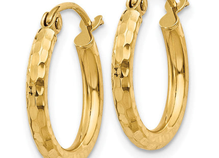 14k Diamond-cut Round Tube Hoop Earrings (Style TC234)