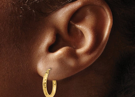 14k Diamond-cut Round Tube Hoop Earrings (Style TC234)