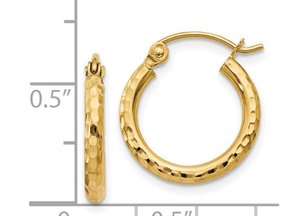 14k Diamond-cut Round Tube Hoop Earrings (Style TC234)