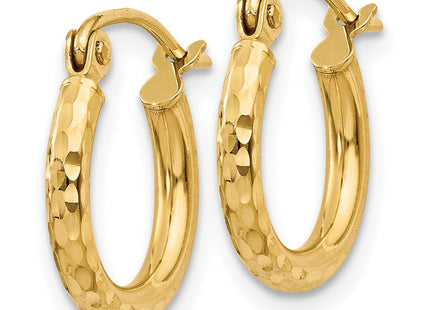 14k Diamond-cut Round Tube Hoop Earrings (Style TC235)